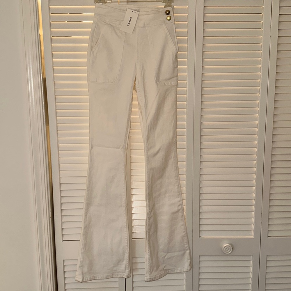 NWT FRAME flare white pant